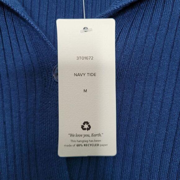 Pink Rose blue ribbed button front long sleeve preppy old money sweater Med NWT - Picture 5 of 7